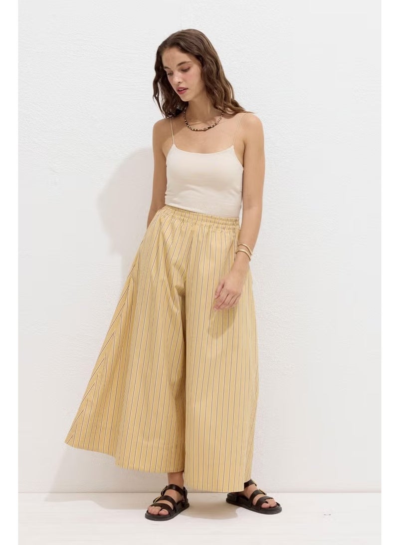 Manuka Striped Cotton Trousers Yellow Stripe - Image 3